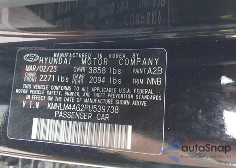 2023 Hyundai Elantra Sel z USA, uszkodzony, nr VIN KMHLM4AG2PU539738